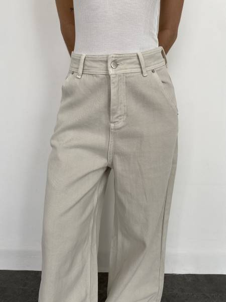 Koloa Denim Pants - Cream - Baesic Addict