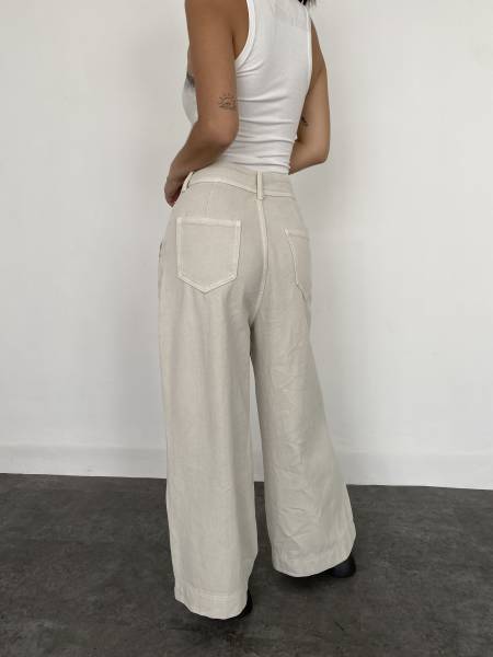 Koloa Denim Pants - Cream - Baesic Addict