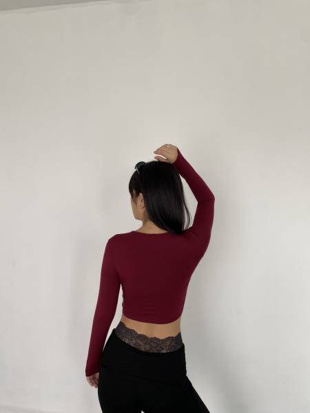 Gelena Longsleeve Top - Maroon - Baesic Addict