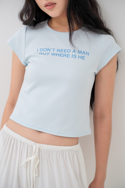 I Don't Need a Man Tshirt - Baby Blue - Baesic Addict