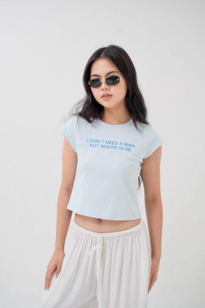 I Don't Need a Man Tshirt - Baby Blue - Baesic Addict