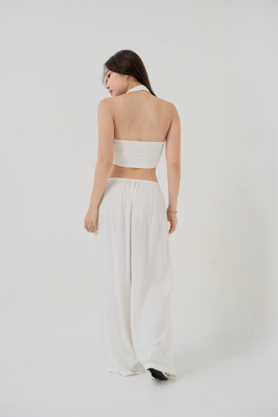 Berea Linen Pants Petite - White - Baesic Addict