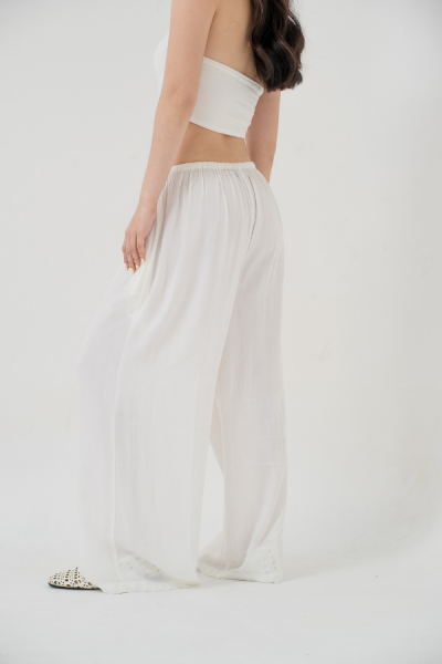 Berea Linen Pants Petite - White - Baesic Addict