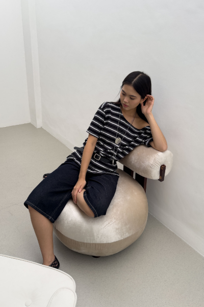 Naome Stripe Shirt - Black [PREORDER] - Black