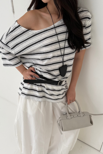 Naome Stripe Shirt - White [PREORDER] - Baesic Addict