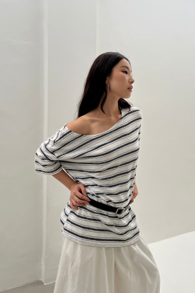 Naome Stripe Shirt - White [PREORDER] - White