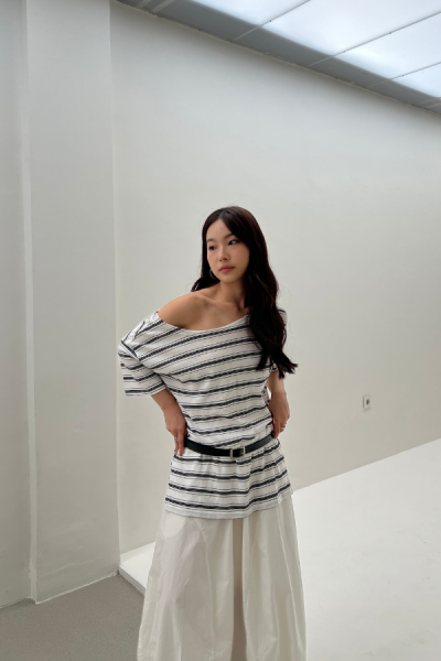 Naome Stripe Shirt - White [PREORDER] - White