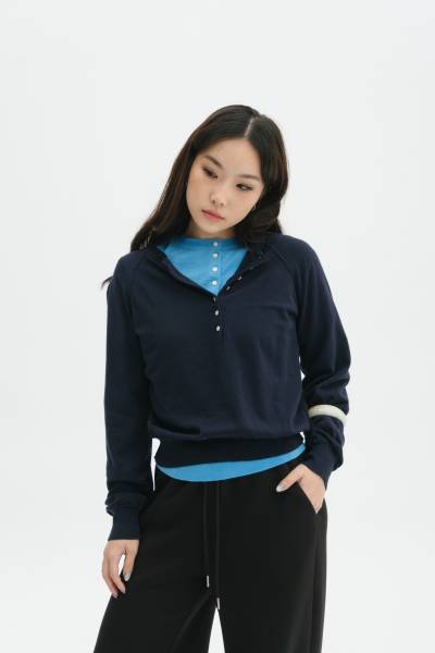 Sukka Long Sleeve Top - Navy Blue