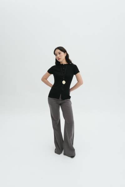 Kana Buttoned Top - Black