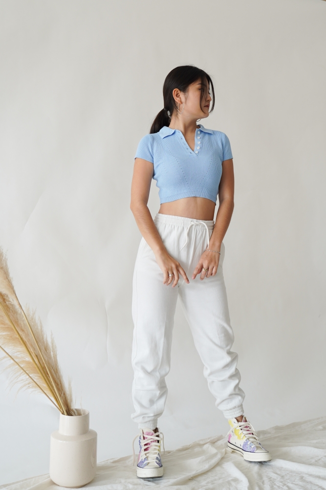 Pipa Polo Crop Top - Blue | Baesic Addict