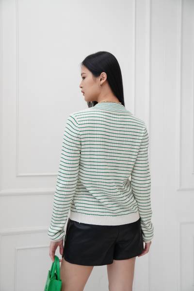 Cremona Long Sleeve Top - Green Stripes - Baesic Addict