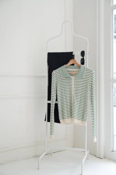 Cremona Long Sleeve Top - Green Stripes - Baesic Addict